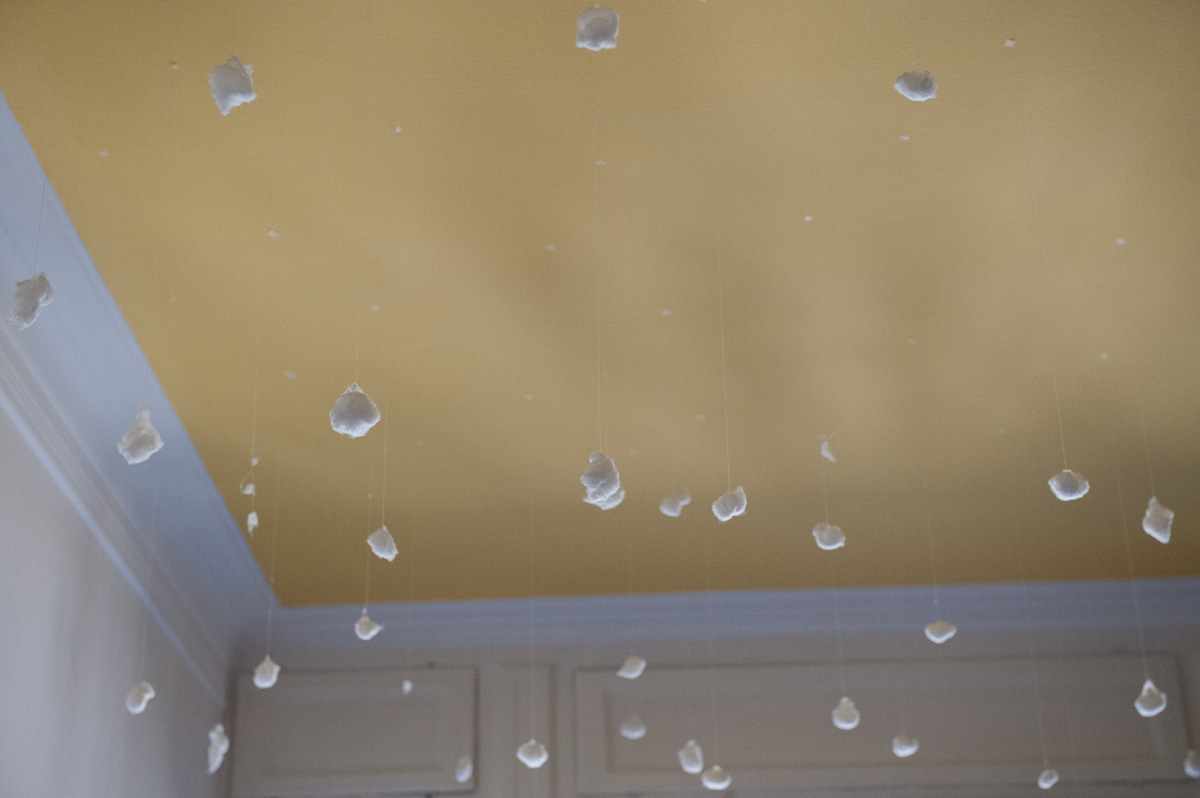 Cotton balls hanging from the kid's bedroom at Veronica Lenza's home
