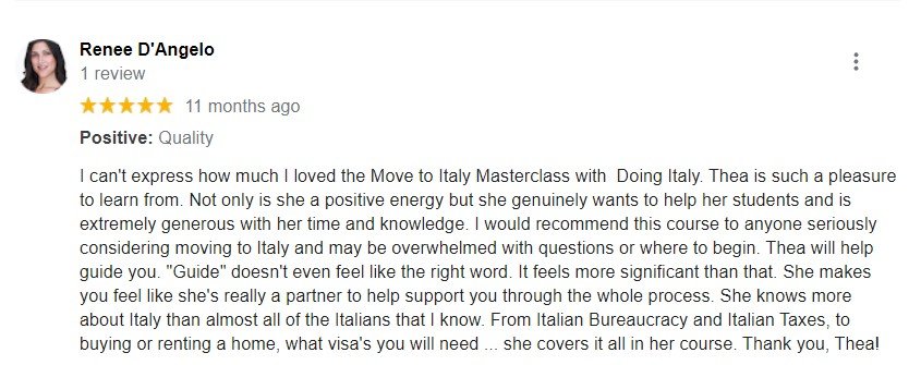 Review from  Renee D'Angelo