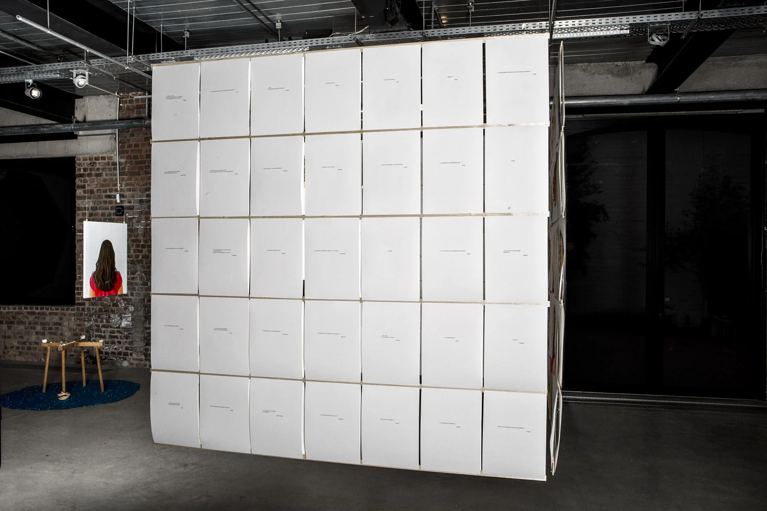 Installation view ot the 105 drawings and writings on paper, 29,7x42cm, 2013