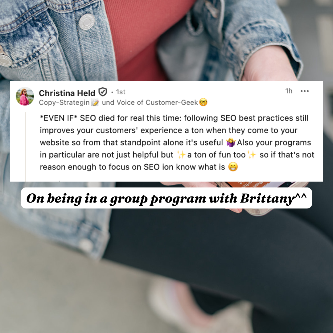 Screenshot says: Brittany's programs are not just helpful, but a ton of fun, too!