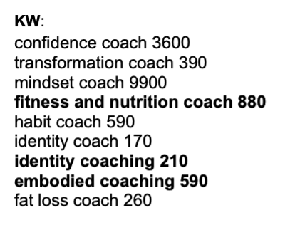 Brittany Herzberg, SEO coach, did keyword research for nutrition & fitness coach, Kayla Torres.