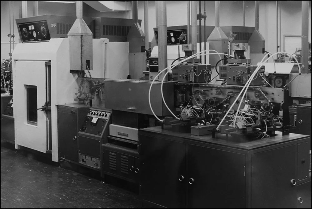 One of Imperial's early "Die Capping" machines, used to make integrated circuits for IBM. Circa 1960s.
