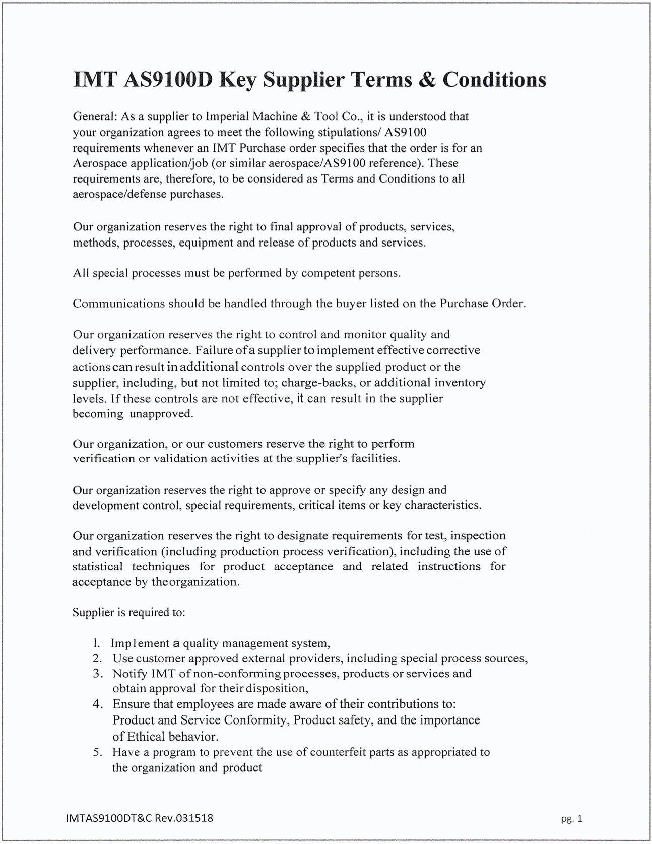 Terms &amp; Conditions — Imperial Machine &amp; Tool Co. - Advanced 