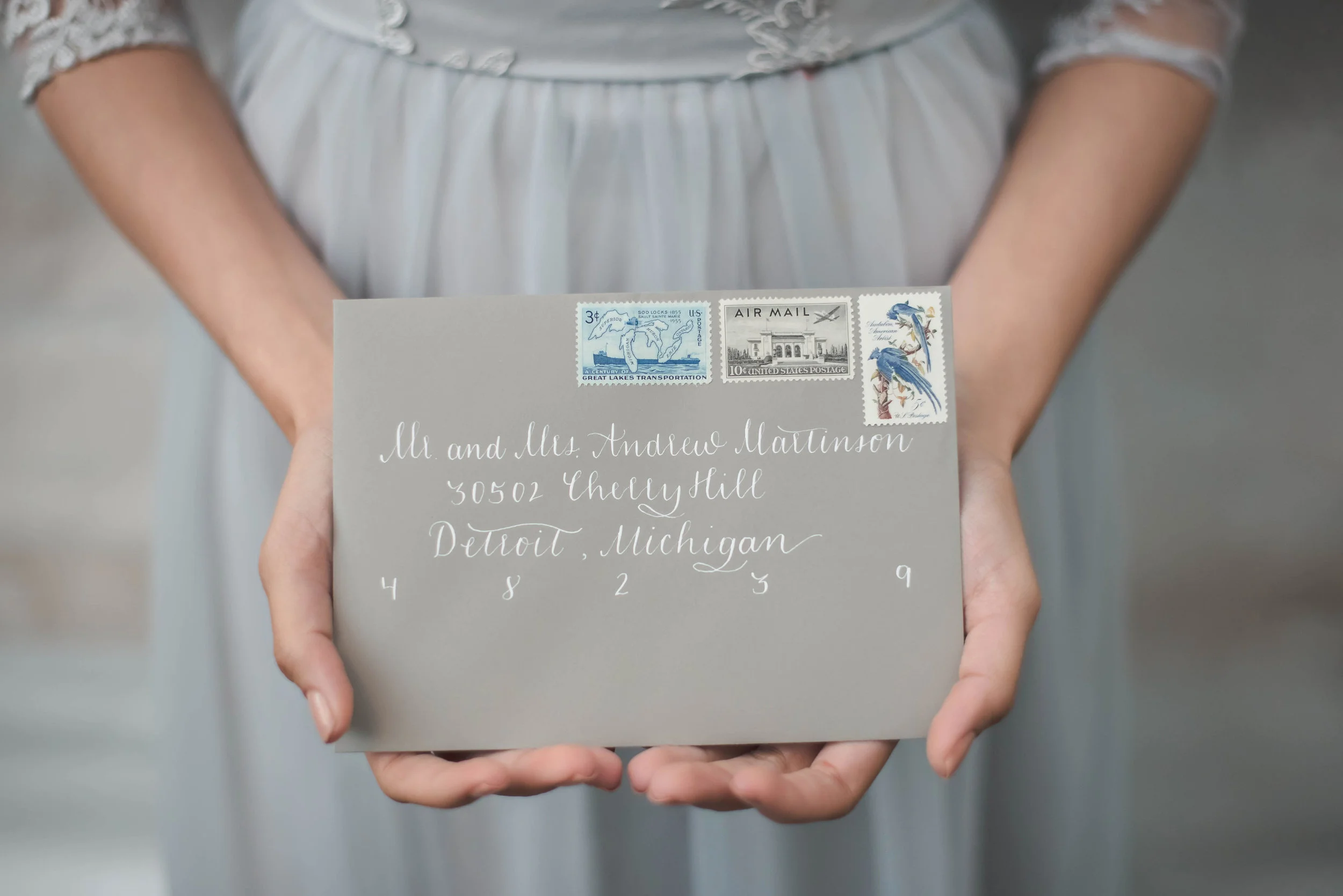 Elegant Grey and White Calligraphy
