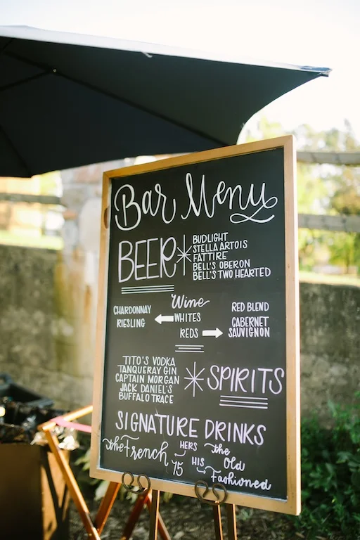 Chalk Bar Menu Sign, Photo by Nicole Haley Photo
