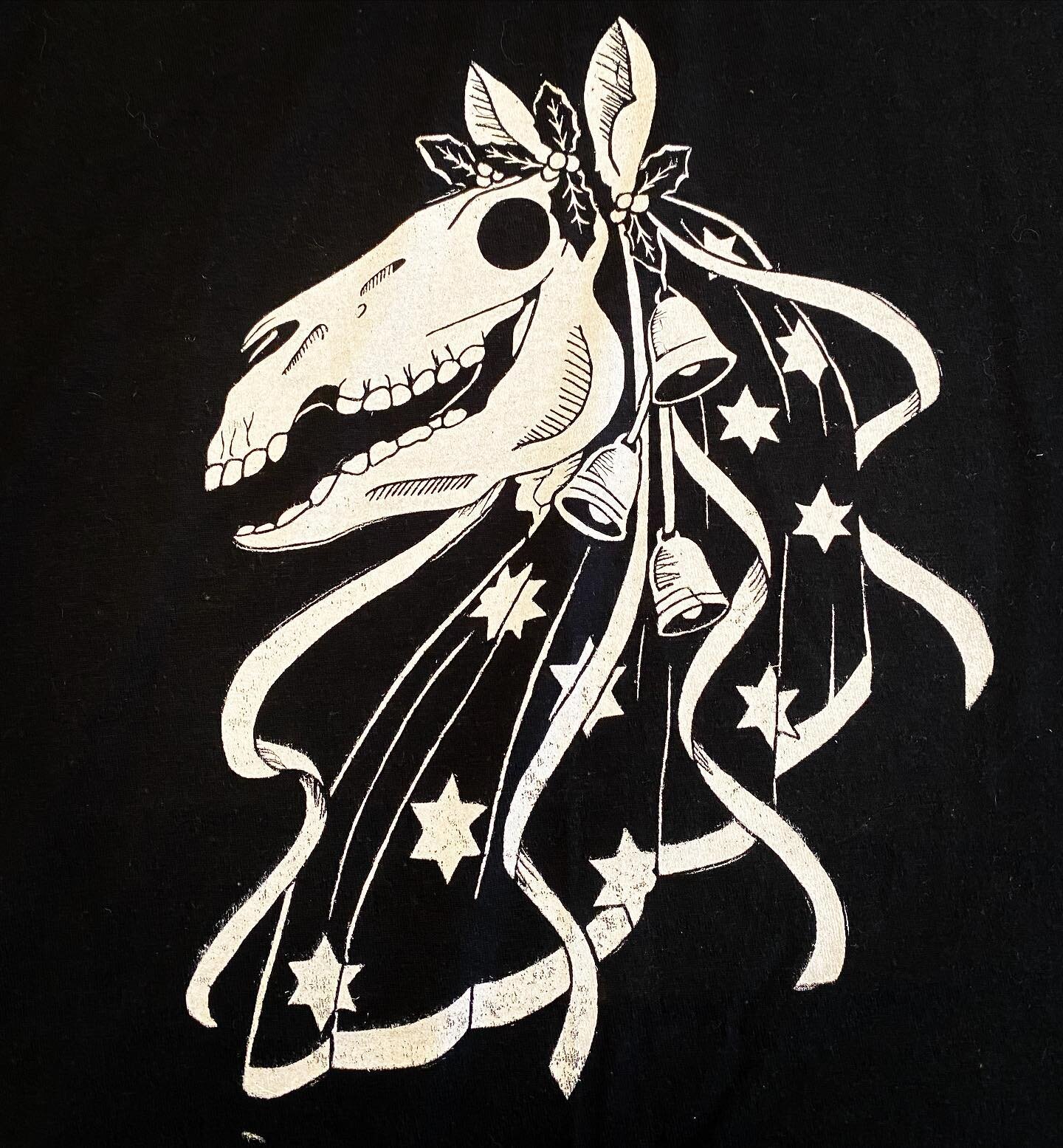 Screen printing Mari Lwyd shirts for the @oddandunusualshow