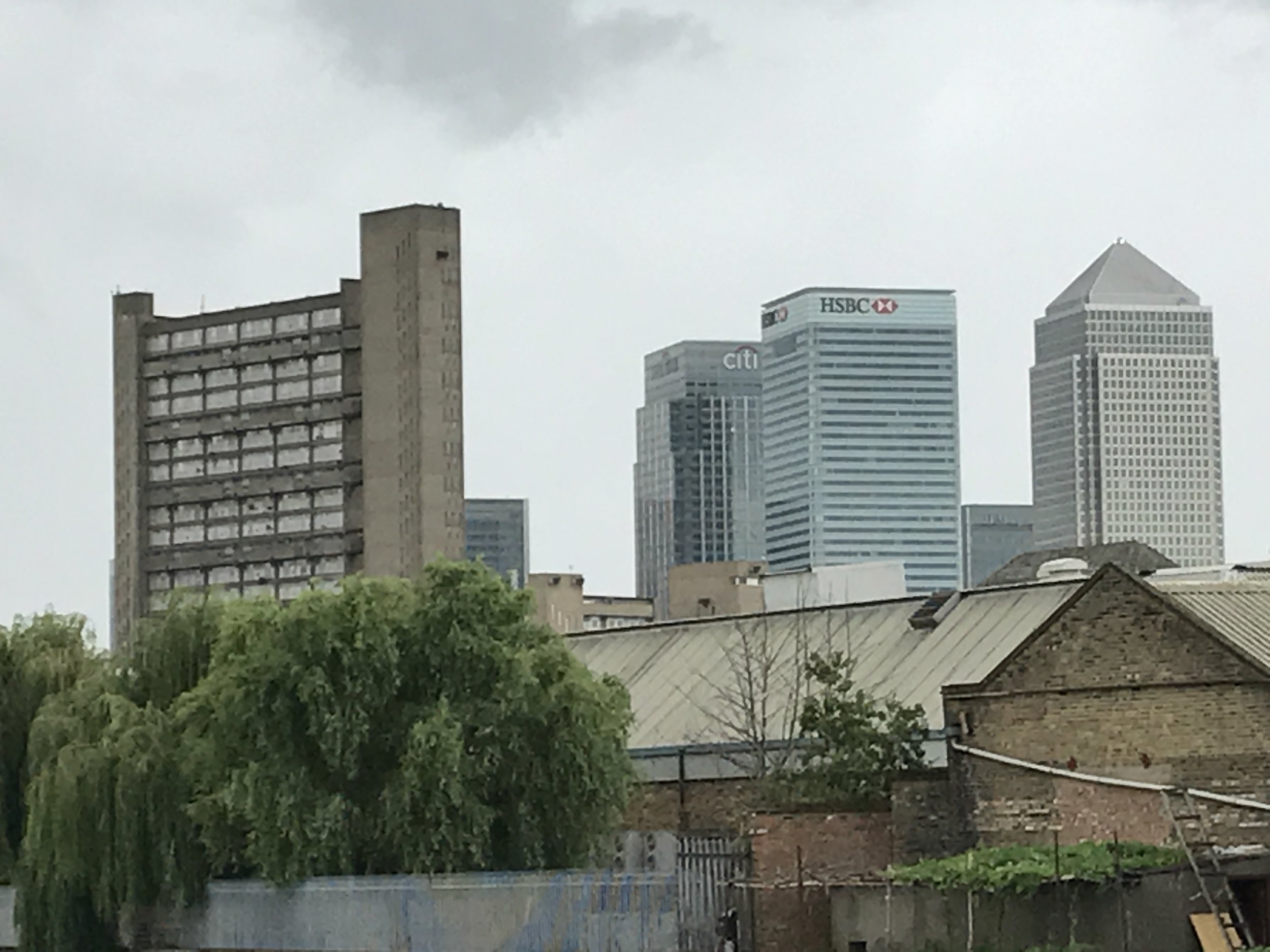 Balfron Tower and the City from the west bank of the River Lea