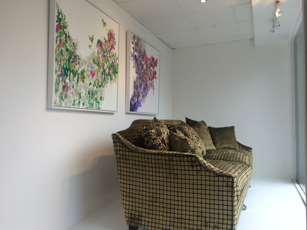 Parker & Farr - Corinne Natel window display with Parker & Farr sofa