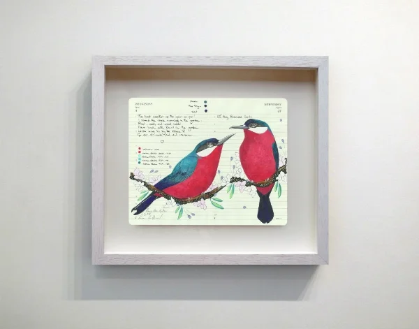 Rosy Breasted Bee Eater by Fran Gifford (Watercolour, ink, gouache, pencil, paper from a moleskin diary)