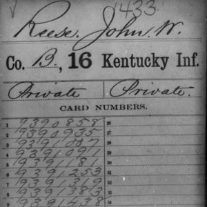 Pvt. John W. Reese, Co. B, 16th KY Infantry, USA