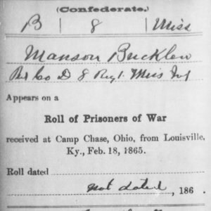 Pvt. Manson Buckaloo, Co. D, 8th MS Infantry, CSA