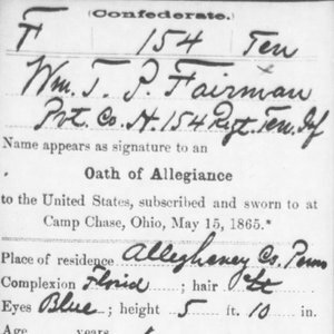 Pvt. William Fairman, Co. H, 154th TN Infantry, CSA