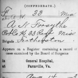 Pvt. Augustus Forsythe, Co. K, 33rd MS Infantry, CSA