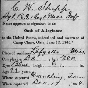 Sgt. Cleophas Shipp, Co. G, 1st MS Infantry, CSA
