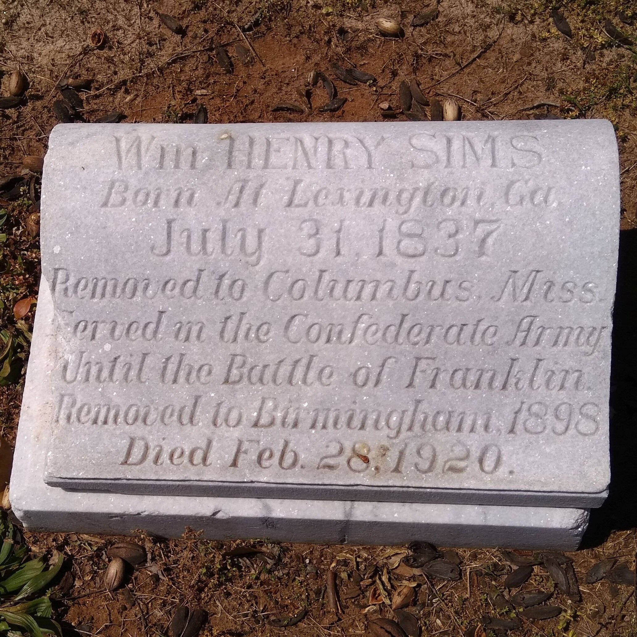 Col. William H. Sims, 44th MS Infantry, CSA