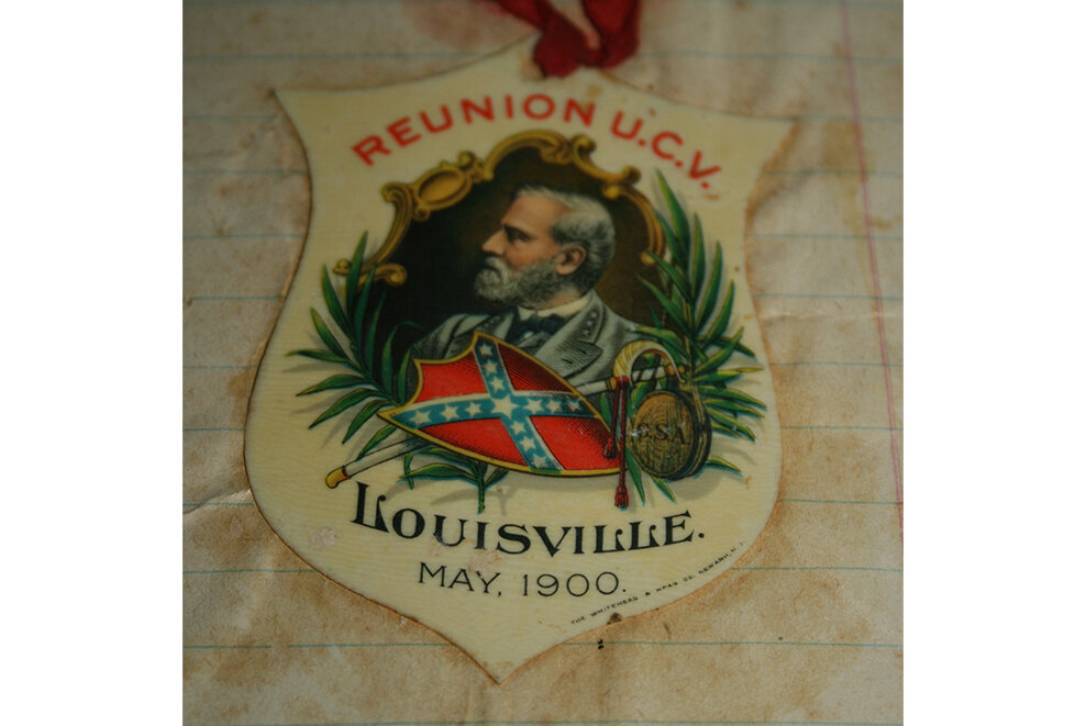 1900 U.C.V. Reunion badge pasted into the McGavock Cemetery Book