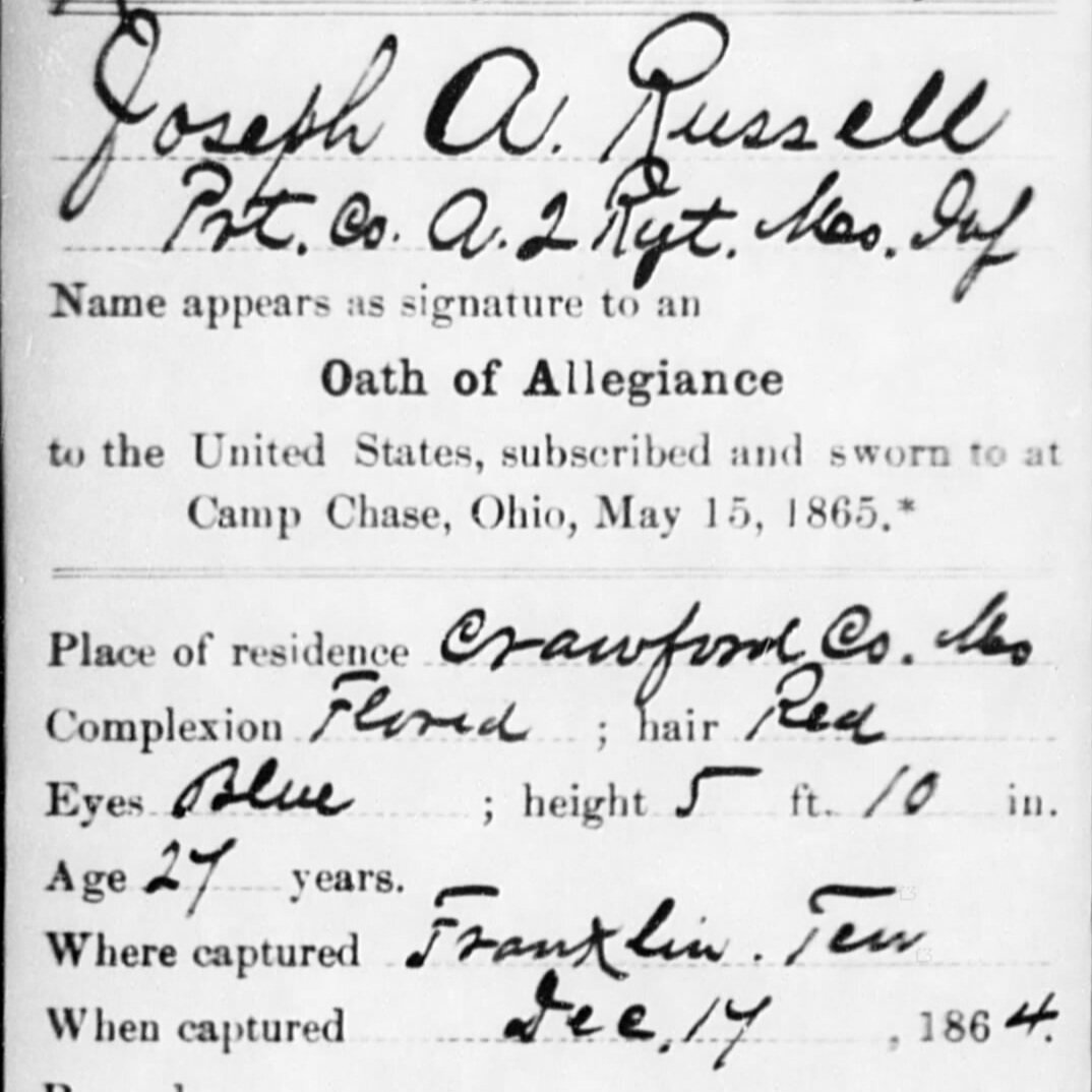 Pvt. Joseph A. Russell, Co. B, 2nd MO Infantry, CSA
