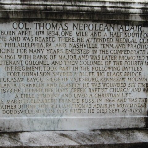 Col. Thomas N. Adair, F&amp;S, 4th MS Infantry, CSA