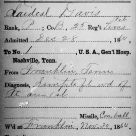 Pvt. Ludwell R. Davis, Co. B, 25th TX Cavalry Dismtd., CSA