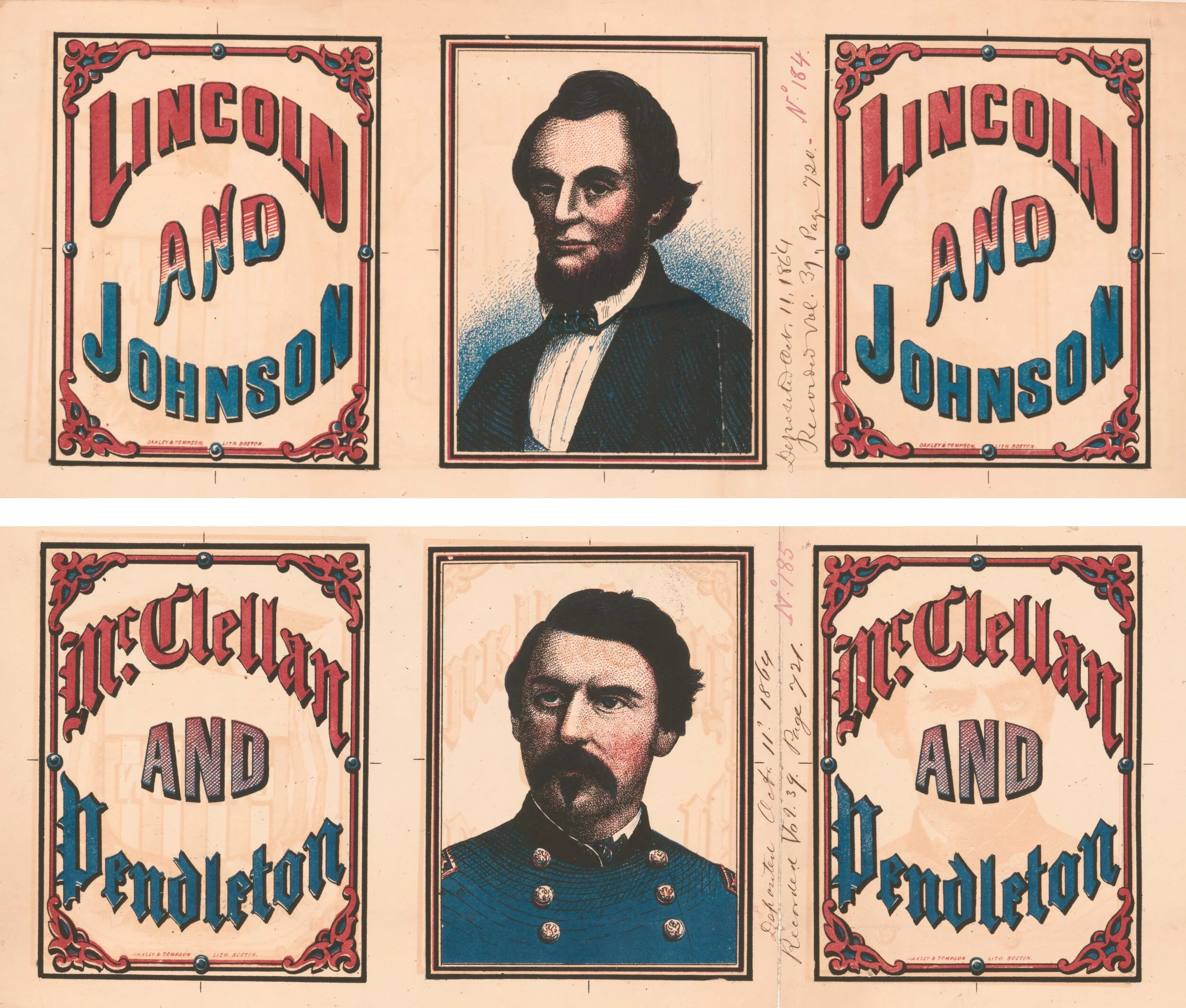 Campaign promotional materials for Lincoln and McClellan.