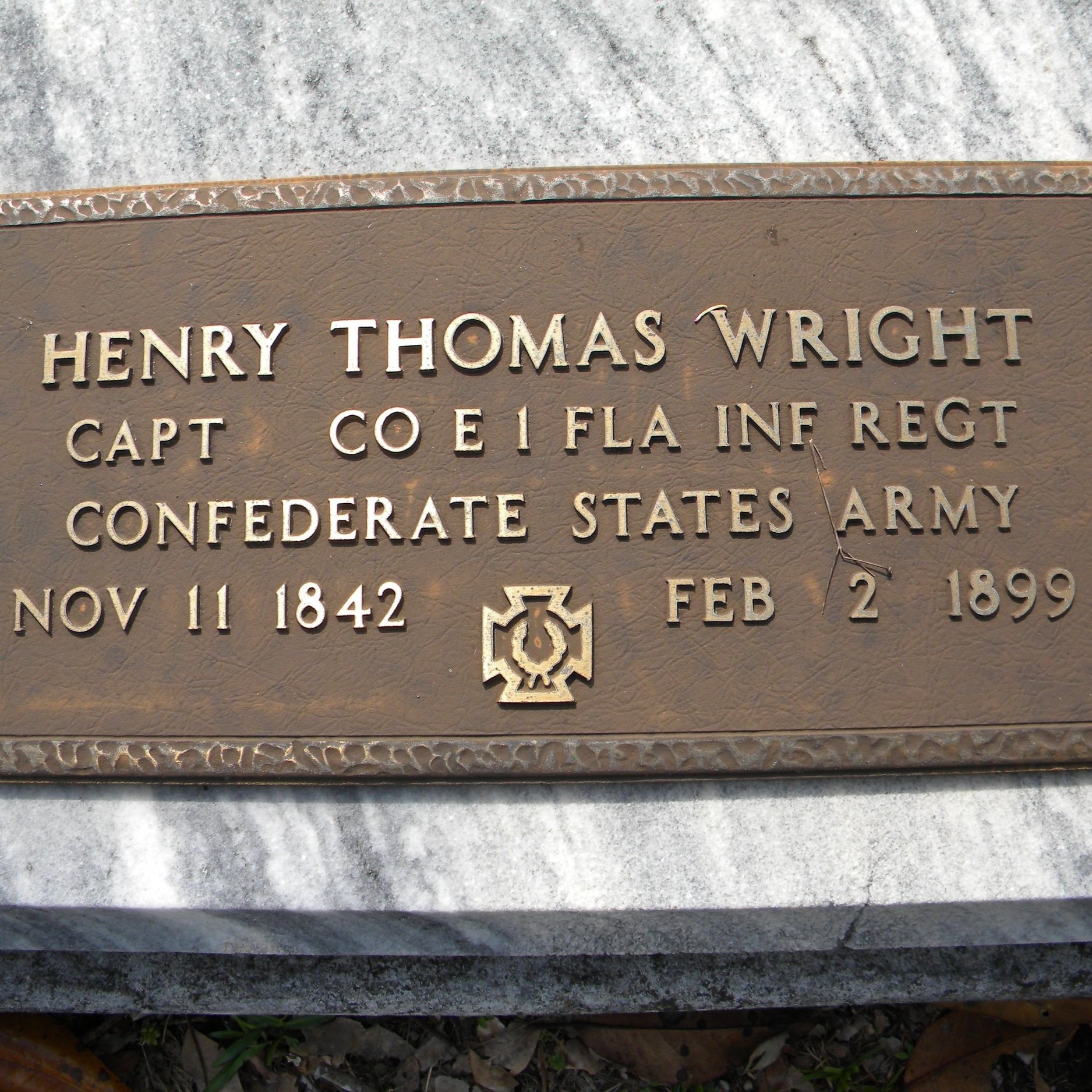 Capt. Henry Thomas Wright, Co. E, 1st FL Infantry, CSA