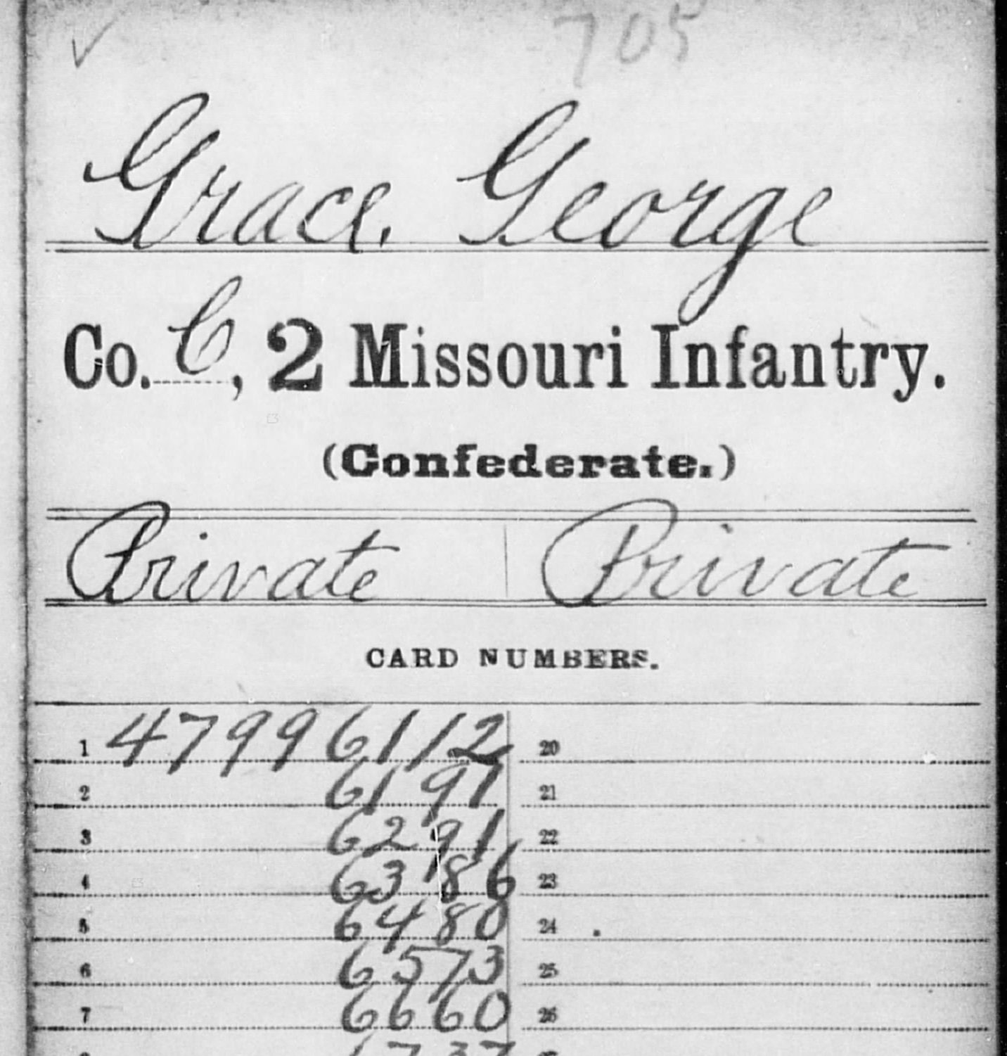 Pvt. George Grace, Co. C, 2nd MO Infantry, CSA