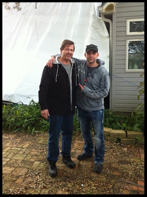 John Fallon with star Michael Paré behind the scenes.