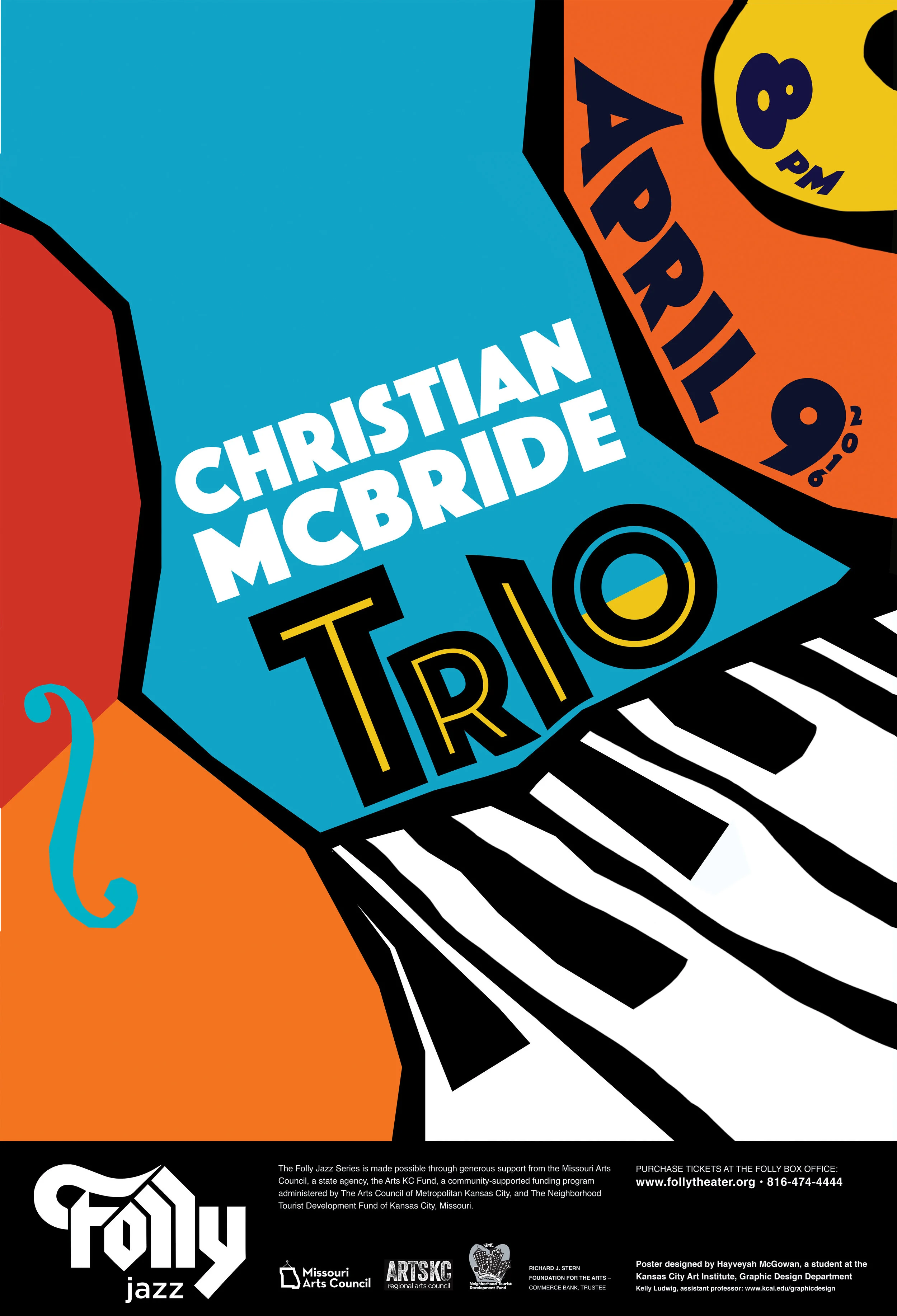 Official poster Christian McBride Trio for the 2016 Folly Jazz Series
