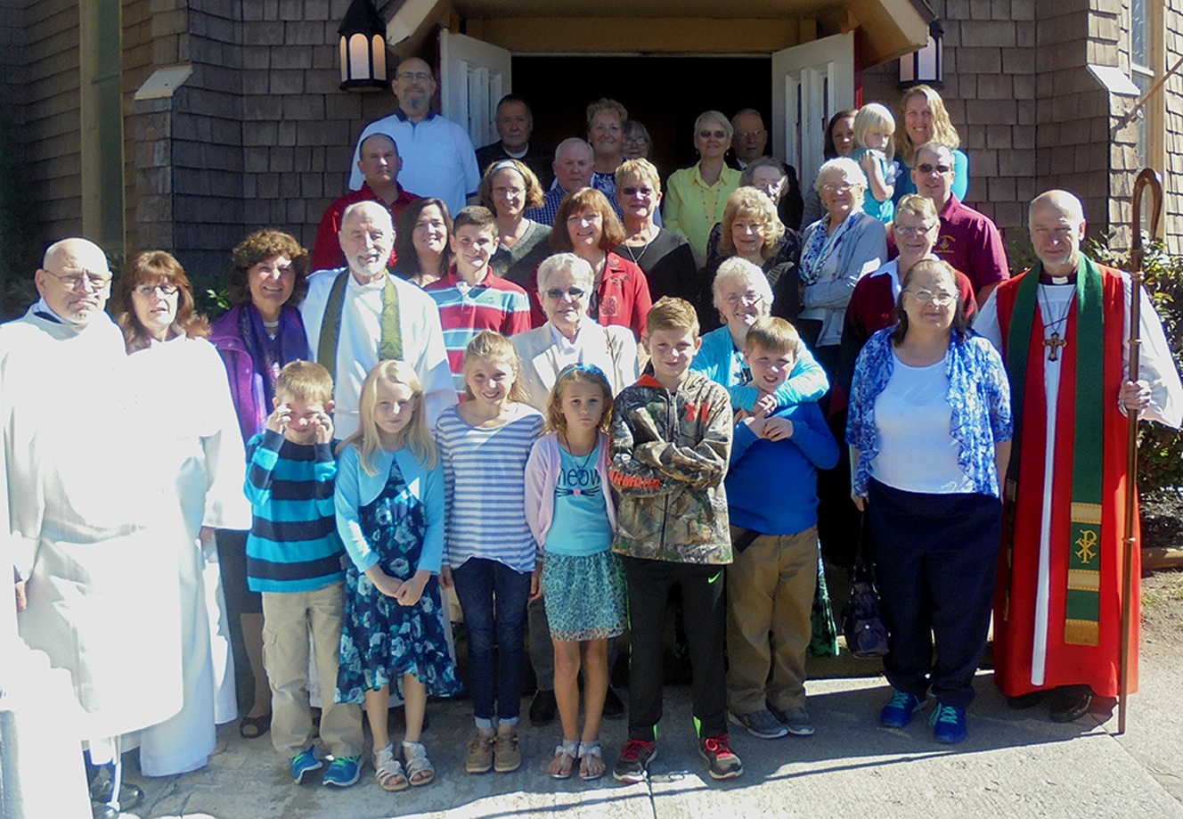 On Sunday, September 25, the Trinity Episcopal Church of Gouverneur celebrated its 150th anniversary with special guests (far right in front), The Right Reverend William H. Love, Bishop of Albany along with The Reverend Robert L. Graham (1991-1995) and his wife Joan (second row third and fourth) along with The Reverend Greg Bailey and wife Trudy (second row first and second). (Wyman photo)