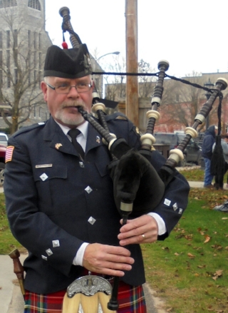 Jeff Forsythe played Amazing Grace at the Veterans Day observance held the Gouverneur Village Park on Friday, November 11. (Wyman photos) 