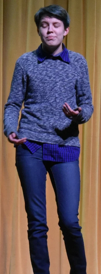Katrina Wells gives her performance of “A Question of Courage” during the 2018 Dean Oratoricals. (photo by Jessyca Cardinell)