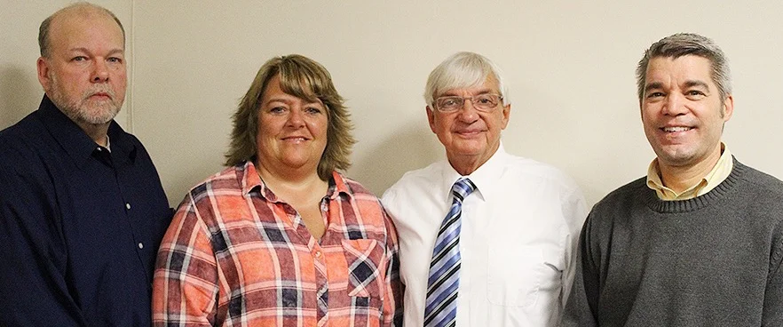 The Village of Gouverneur Republicans nominated Incumbents Richard Wood of Gouverneur and Shelly Simons-Washburn of Gouverneur for village trustee positions and Ronald McDougall of Gouverneur for the village mayor position at the Village of Gouverneur Republican Party Caucus on Saturday, March 16 in the municipal courtroom. Also at the caucus to address the crowd was Brooks Bigwarfe of Potsdam who is a candidate for St. Lawrence County Sheriff. (Rachel Hunter photo)