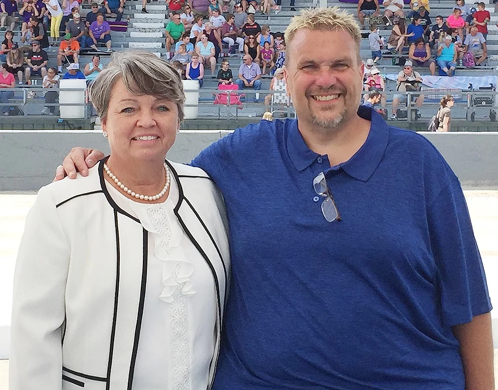 NYS Senator Patty Ritchie pictured with Organizer Sean Peck at the 2019 Gouverneur and St. Lawrence County Fair Carlton Peck Band Day. Sean is the son of Carlton Peck of Gouverneur, the founder of the Peck Awards which were started 55 years ago this year. (photo provided)