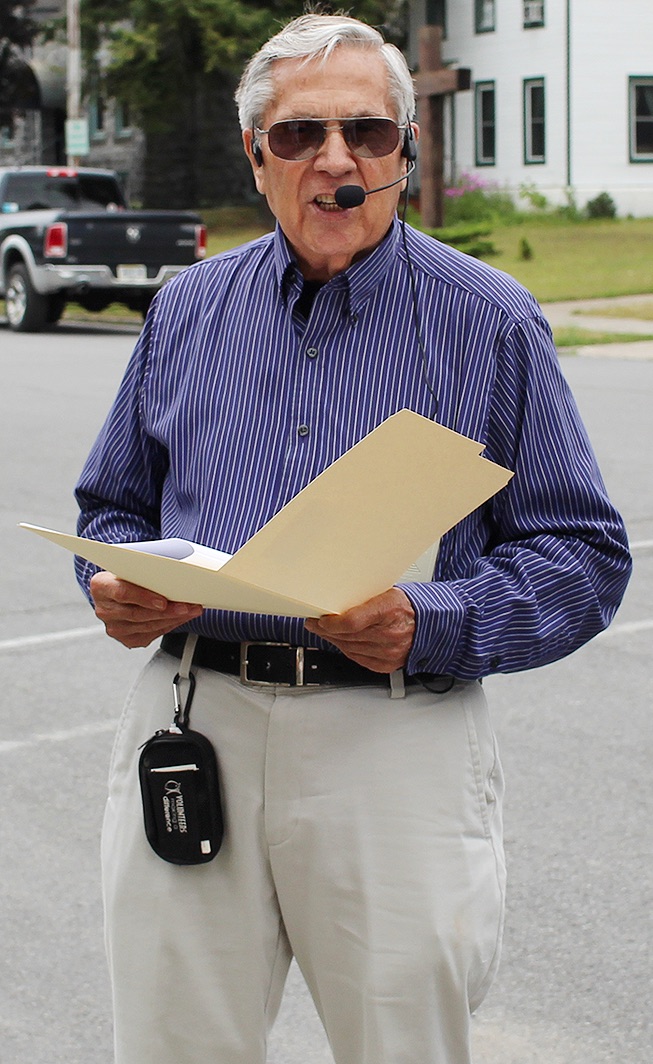   Gouverneur Historian Joe Laurenza leading the historic walking tour on Saturday, August 24. (Rachel Hunter photo)  