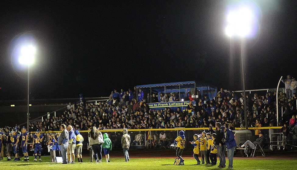  A record-breaking crowd watched the Gouverneur Wildcats claw their way through the Massena Red Raiders on Friday, October 11. This was the first game in Gouverneur history to be held under the lights on the Frank LaFalce Field, and the local fan ba