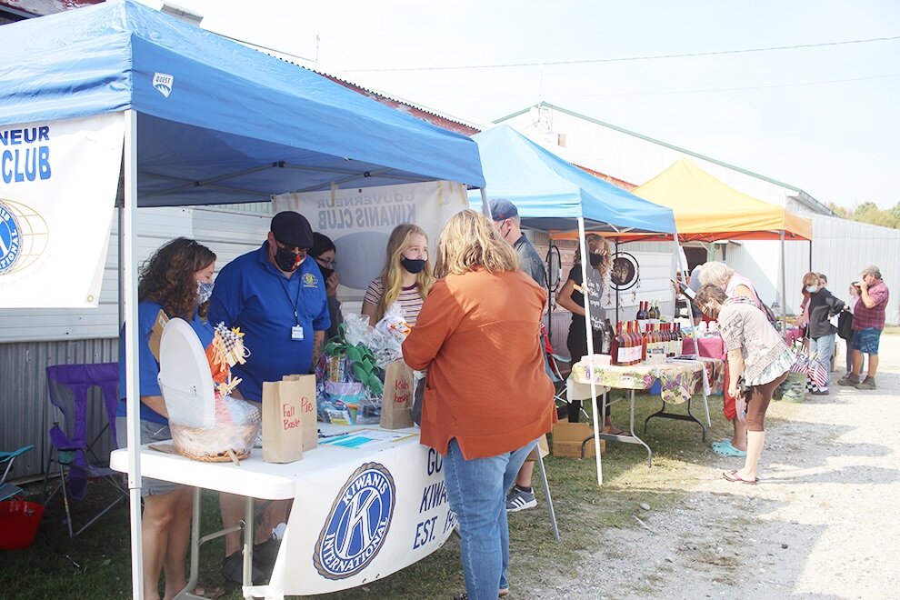   Gouverneur Kiwanis Club booth and crafters/vendors were positioned by the livestock barns on the Gouverneur and St. Lawrence County Fairgrounds at the 9th Annual Gouverneur Pumpkin Festival, on Saturday, September 26. (Rachel Hunter photo)  