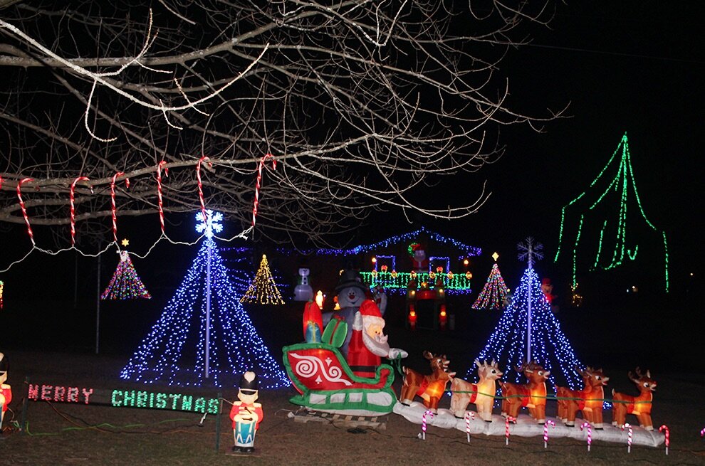    The festive light display at the home of Chris Cowles, 1280 Co. Rt. 12 (Johnstown Road), Gouverneur. (Rachel Hunter photo)  