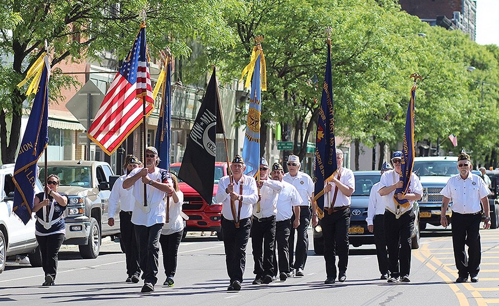    Gouverneur VFW-American Legion Color Guard participating in the 2021 Gouverneur Memorial Day Parade on Monday, May 31. (Rachel Hunter photo)  
