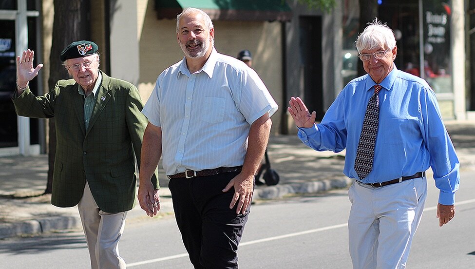    Local dignitaries marching in the 2021 Gouverneur Memorial Day Parade on Monday, May 31 in downtown Gouverneur. From left: Town of Gouverneur Councilman Curran Wade, Town of Gouverneur Supervisor David Spilman, Jr., and Village of Gouverneur Mayor