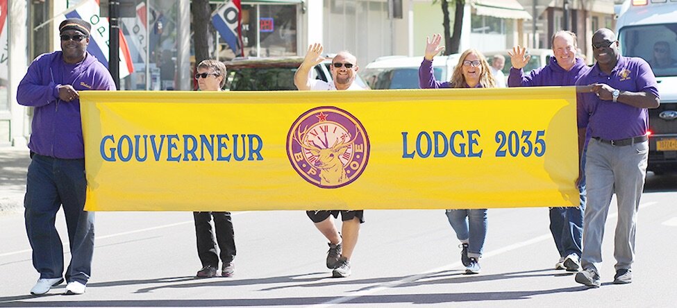    Gouverneur Elks Lodge No. 2035 marching in the 2021 Gouverneur Memorial Day Parade on Monday, May 31. (Rachel Hunter photo)  