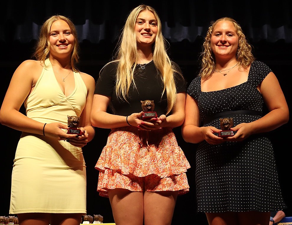   Wildcat Girls Soccer Awards: Arianna Wood, Electa Fitzgerald, Ashlyn Besaw. (Rachel Hunter photo)  