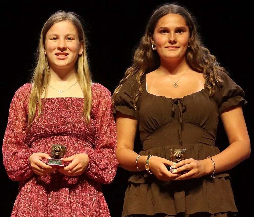   Wildcat Girls Swim Awards: Emma Riutta and Rylee-Ann Lumley. (Rachel Hunter photo)  