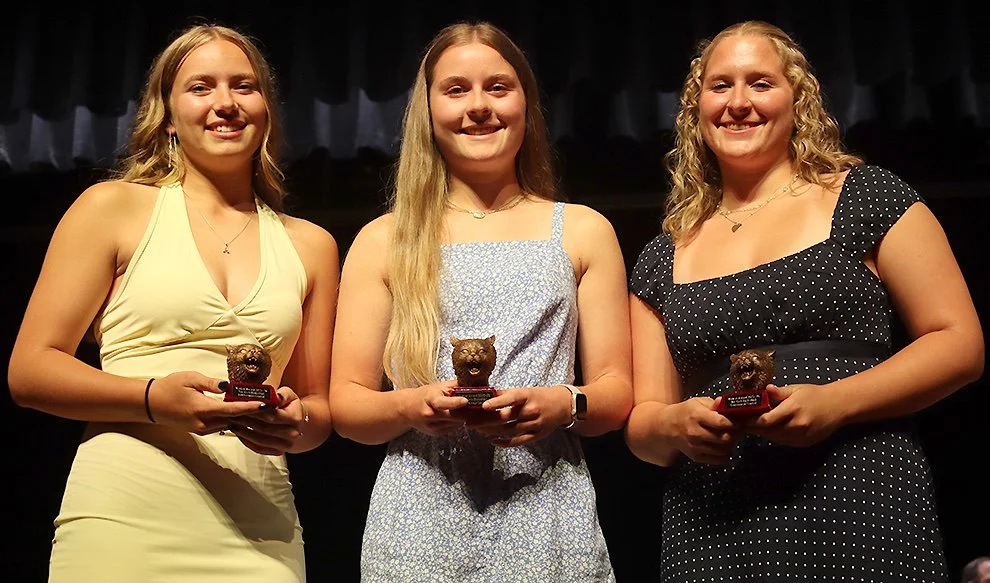   Wildcat Girls Basketball Awards: Arianna Wood, Raegan Devlin, and Ashlyn Besaw. (Rachel Hunter photo)  