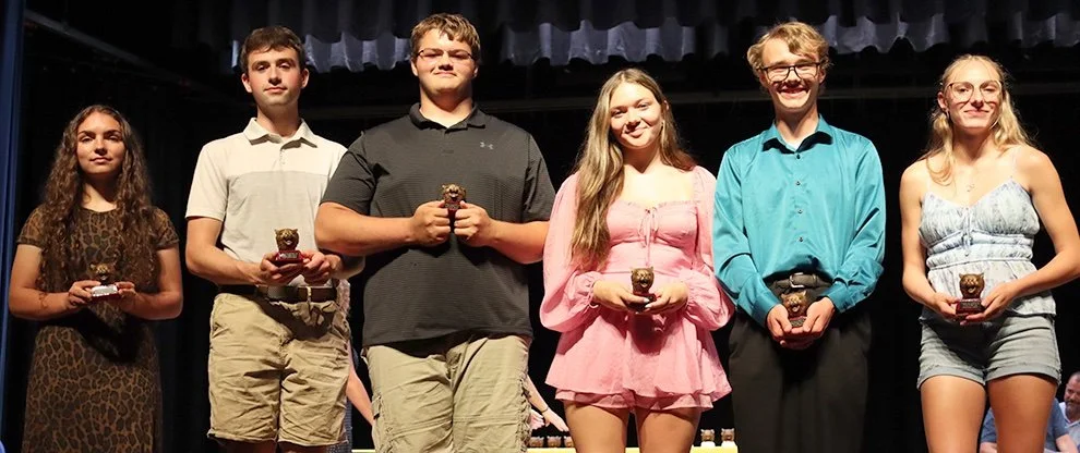   Wildcat Indoor Track Awards: Adrianna Mashaw, Zackery Schiszler, Kayne French, Kiraghan Stamper, Zachery Bush, and Azlan Spicer. (Rachel Hunter photo)  