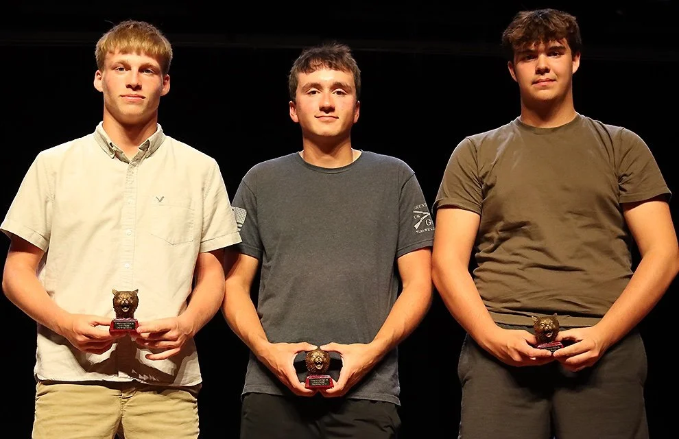   Wildcat Baseball Awards: Hayden Stowell, Tristan Chartrand, Brodey Daniels. (Rachel Hunter photo)  