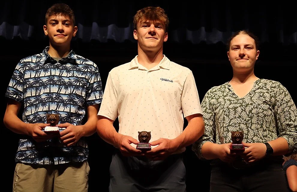   Wildcat Golf Awards: Gavin Tulley, James Minckler, and Sophia Klimowicz. (Rachel Hunter photo)  