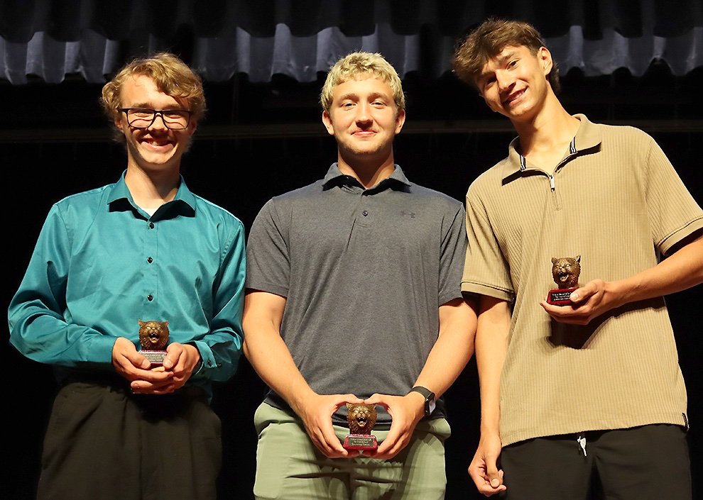   Wildcat Boys Track and Field Awards: Zachery Bush, Carter Premo, and Brock Aldridge. (Rachel Hunter photo)  
