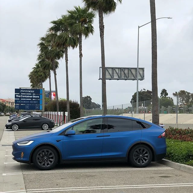 Tesla Model X wrapped in matte metallic blue and ceramic coated. Awesome job @aero_werkz #modelx #vinylwrap #ceramiccoating #mattemetallicblue