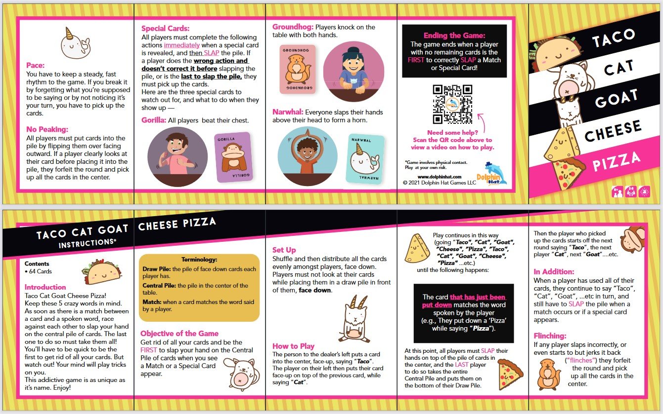 Taco Cat Goat Cheese Pizza Card Game: Rules and Instructions for How to  Play - Geeky Hobbies