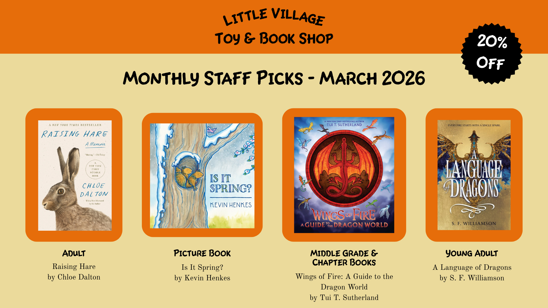 Monthly Staff Picks | March, 2026